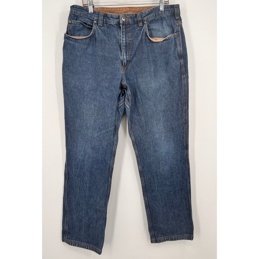 Duluth Trading Co Mens Blue Work Jeans 100% Cotton Straight Leg 38x34